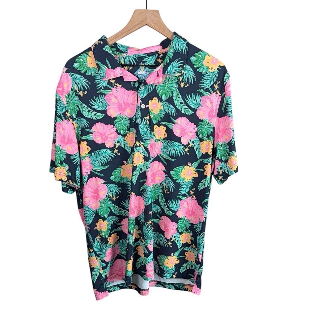 Chubbies Tropical Black, Pink & Green Floral Button Up Shirt
